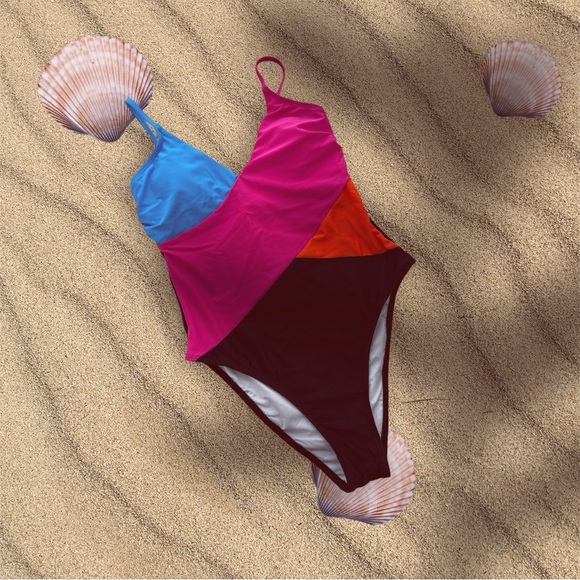 New CUPSHE Women's Swimsuit Tummy Control Adjustable Straps One Piece Swimwear M - Picture 3 of 4